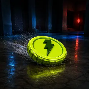 The coin sliding across a wet floor